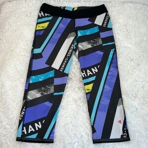 Reebok Black & Purple Cropped Athletic Leggings